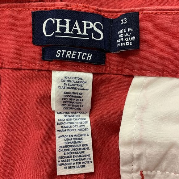 CHAPS 33 Red Shorts Flat Front Stretch 9.5 Inseam - Picture 3 of 3